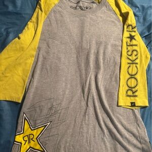 Rockstar Gray and Yellow Long Sleeve Shirt